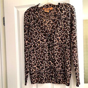 Tory Burch Leopard Print Wool Cardigan size S